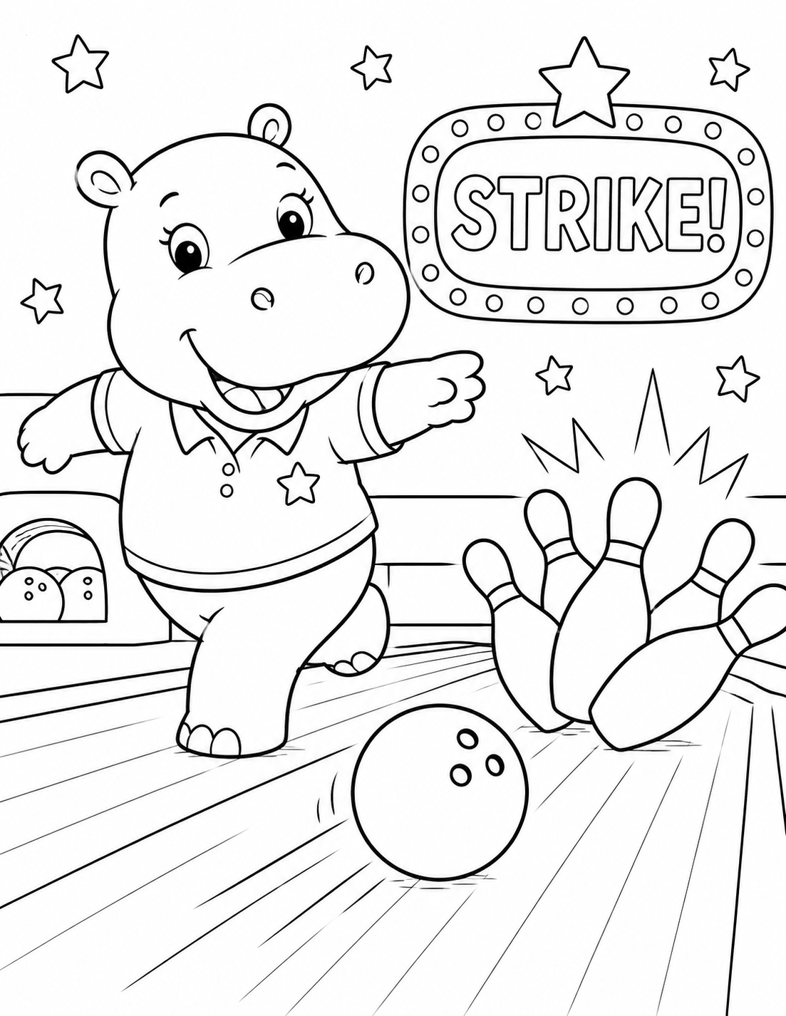 Preview of Happy Hippo Coloring Pages